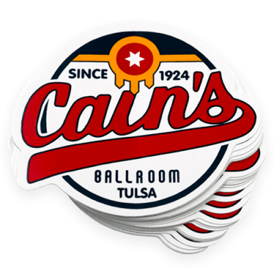 Cains ballroom die cut sticker to be used for promotional purposes